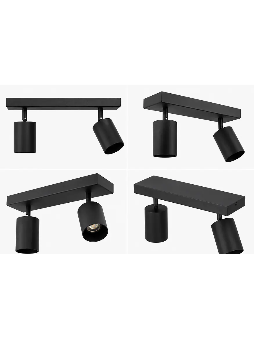 Foco Sobrepuesto Muro/Techo Negro Doble GU10 Dirigible 2