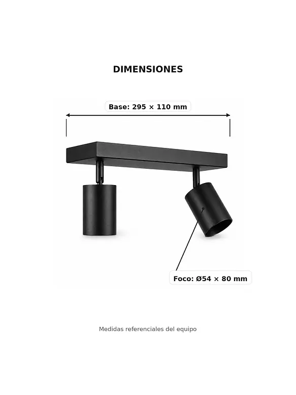 Foco Sobrepuesto Muro/Techo Negro Doble GU10 Dirigible 3