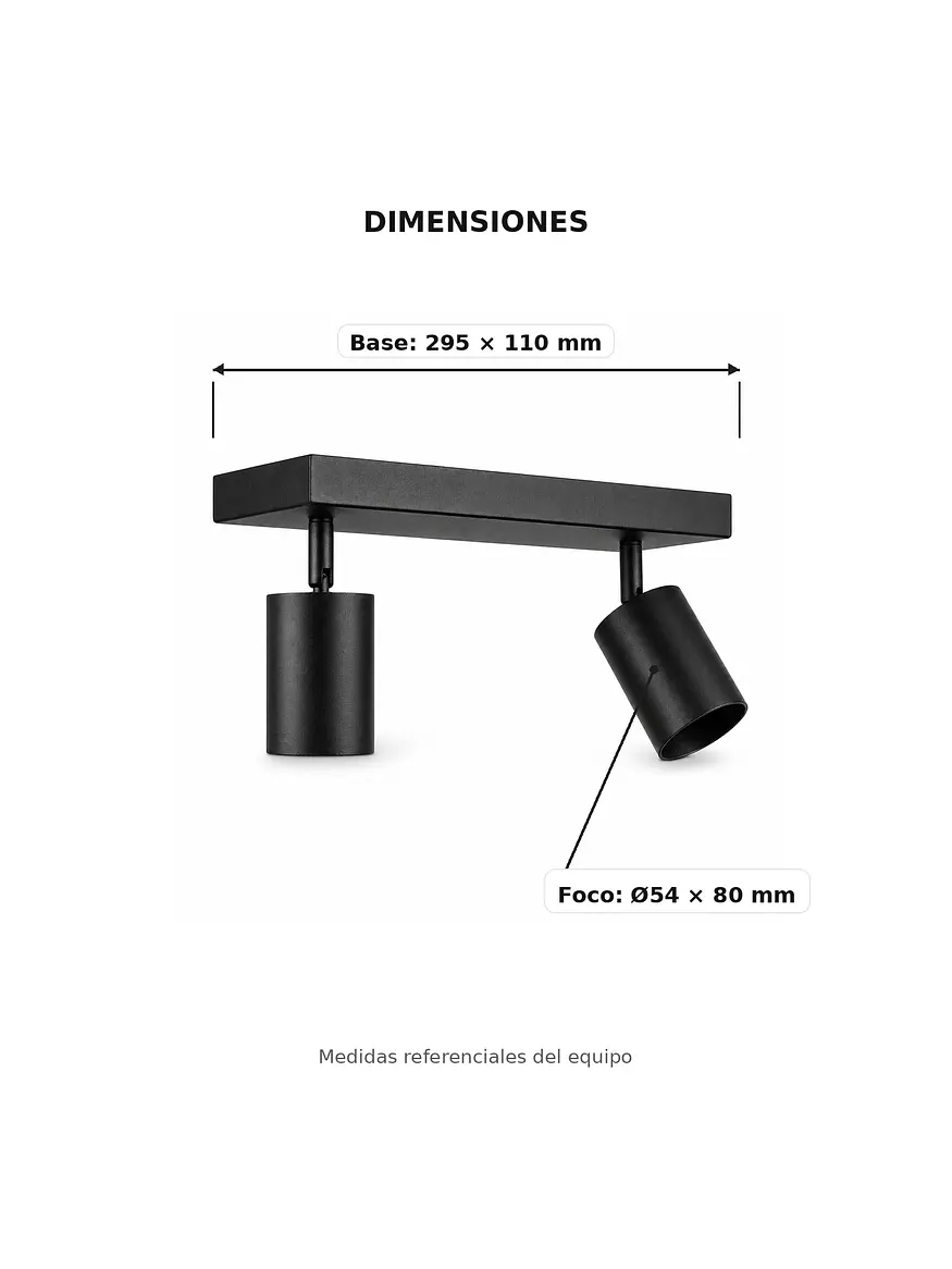 Foco Sobrepuesto Muro/Techo Negro Doble GU10 Dirigible 3