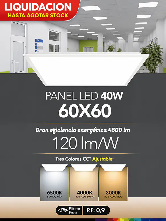 Panel LED Backlight 60x60 40W CCT 3 Colores (LIQUIDACIÓN - Últimas Unidades) 9