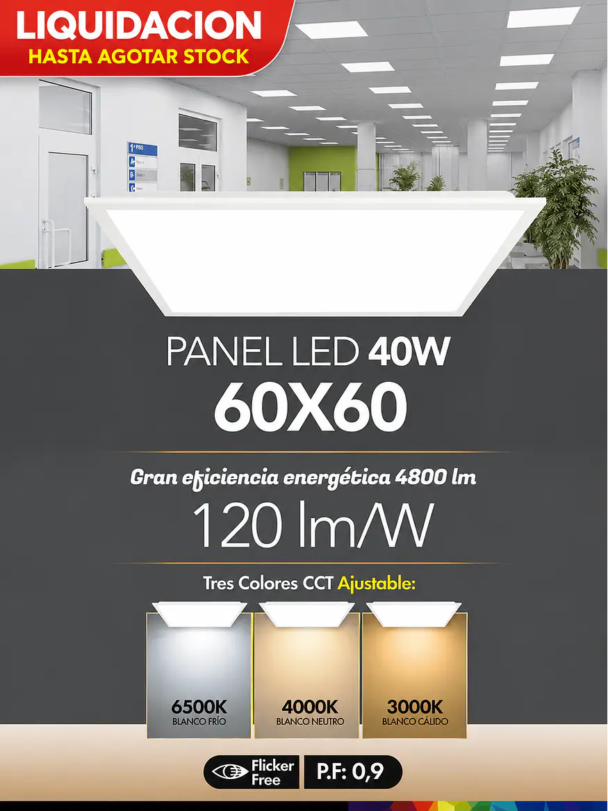 Panel LED Backlight 60x60 40W CCT 3 Colores (LIQUIDACIÓN - Últimas Unidades) 9