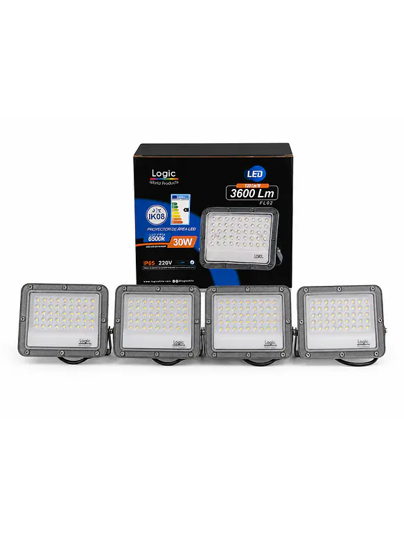 KIT 4 Proyectores LED Área 30W Luz Fría 6500K IP65 (LIQUIDACIÓN) 1