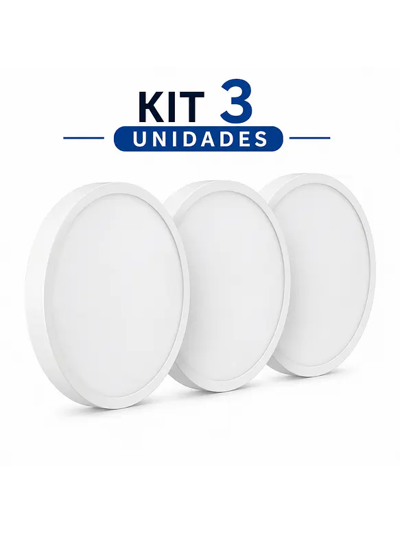 KIT 3 Plafones LED Sobrepuestos Redondos 12W Luz Cálida 3000K (LIQUIDACIÓN) 1
