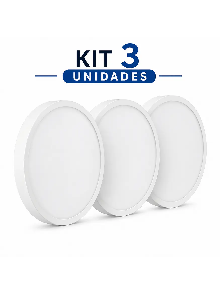 KIT 3 Plafones LED Sobrepuestos Redondos 12W Luz Cálida 3000K (LIQUIDACIÓN) 1