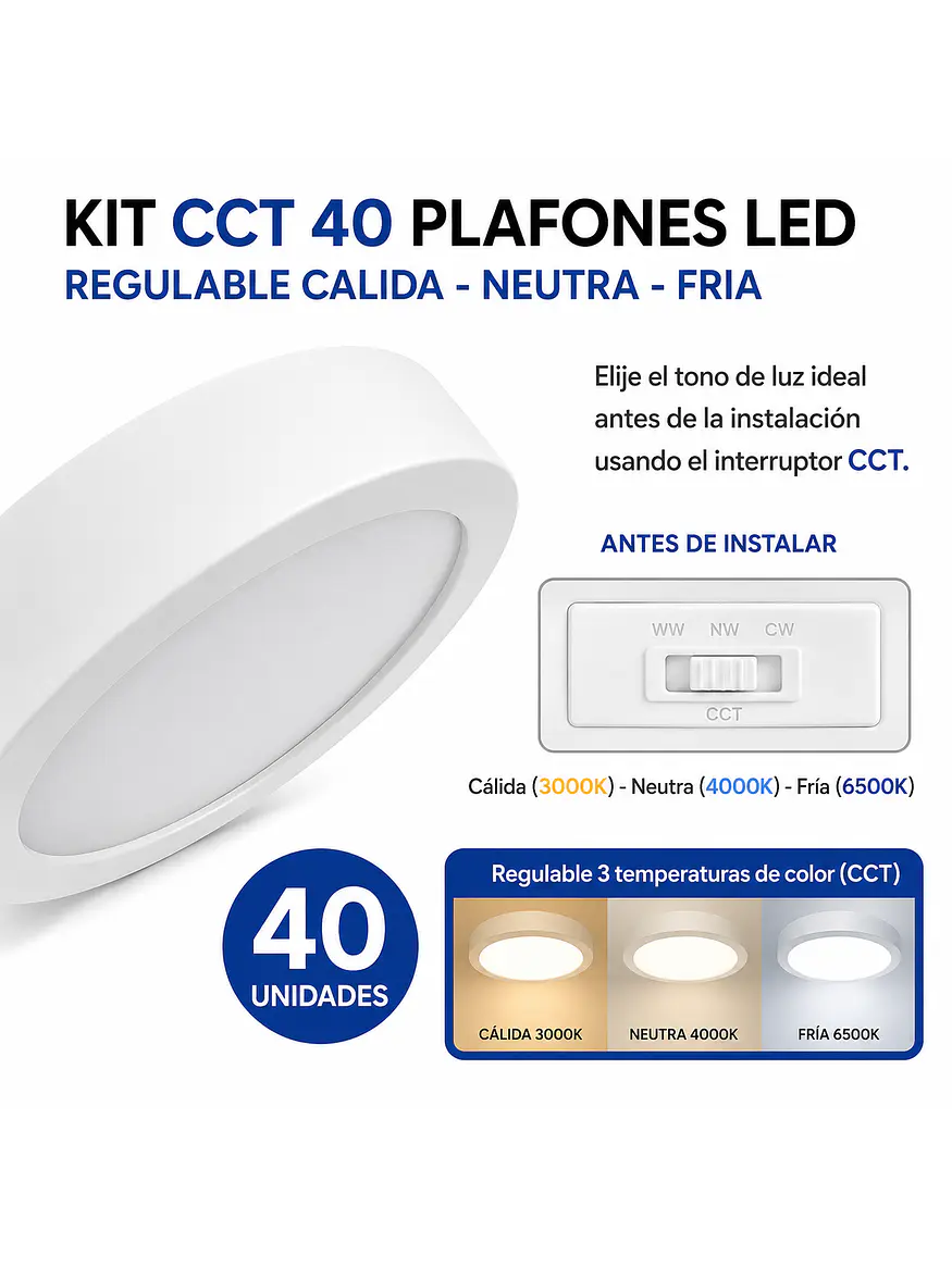 KIT 40 Plafones LED Sobrepuestos 12W 3CCT (LIQUIDACIÓN) 1