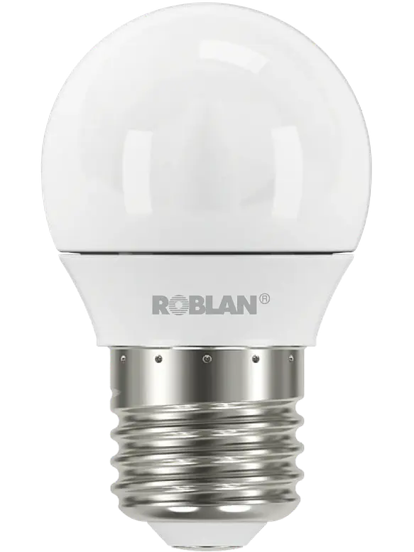 KIT 4 Ampolletas LED Esféricas ROBLAN 5W E27 Luz Fría 6500K (LIQUIDACIÓN) 1