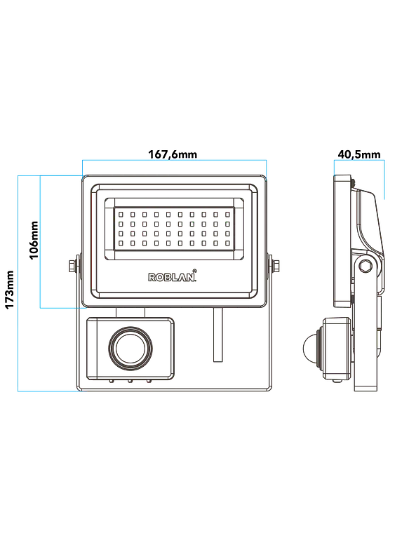 Proyector LED ROBLAN con Sensor 10W Luz Fría 6500K IP65 1300 lm (LIQUIDACIÓN - Últimas Unidades) 2