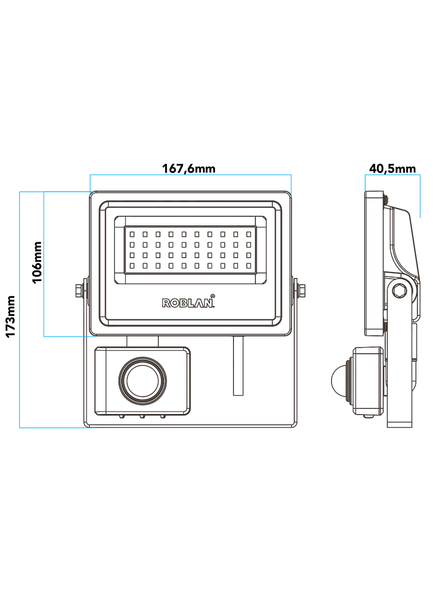 Proyector LED ROBLAN con Sensor 10W Luz Fría 6500K IP65 1300 lm (LIQUIDACIÓN - Últimas Unidades) 2