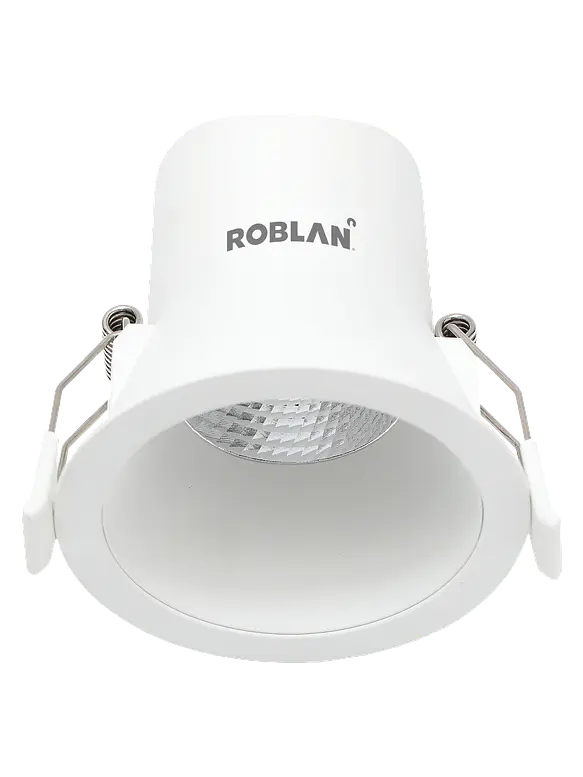 Downlight LED ROBLAN 6W TRIAC Dim Luz Cálida 3000K Aro Blanco 1
