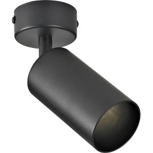 Pack Foco Sobrepuesto Simple Negro + 1 Ampolleta GU10 LED 5,5W Luz Cálida 3000K IP20
