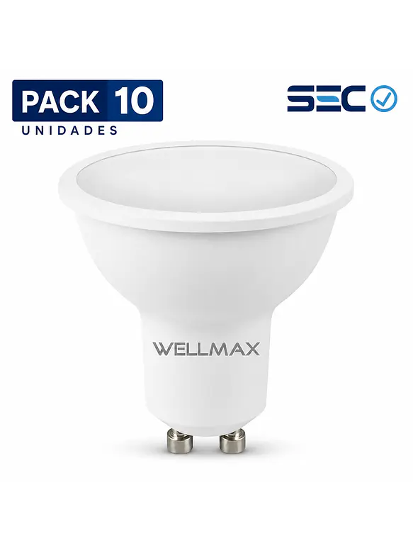 Pack 10 Ampolletas LED GU10 6W Luz Cálida 3000K SEC 1
