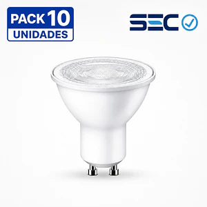 Pack 10 Ampolletas LED GU10 6W Luz Neutra 4000K SEC 