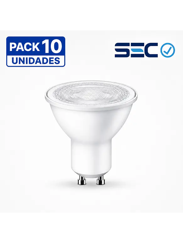 Pack 10 Ampolletas LED GU10 6W Luz Neutra 4000K SEC  1