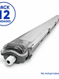 Pack 12 Luminarias Estancas IP65 para 2 Tubos LED T8 120 cm - Miniatura 1