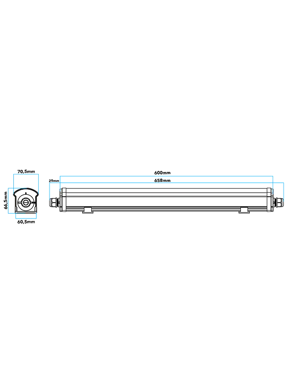 Luminaria Lineal Estanca LED ROBLAN JX7R 18W 3CCT Luz Cálida Neutra y Fría IP66 IK10 65CM 2