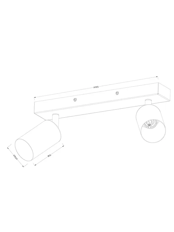 Foco Doble de Techo ROBLAN LAIN Negro + 2 Ampolletas LED GU10 Luz Cálida 3000K Incluidas 3