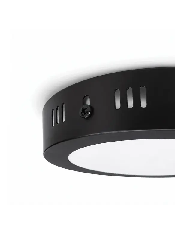 Plafón LED Sobrepuesto Redondo 24W  Luz Neutra 4000K Negro Certificación SEC 2