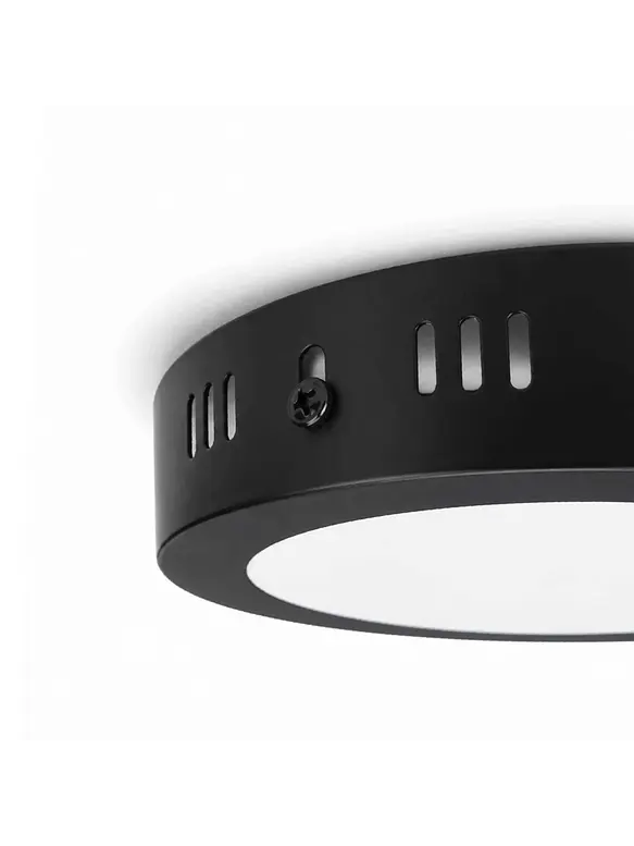 Plafón LED Sobrepuesto Redondo 12W Luz Cálida 3000K Negro 2