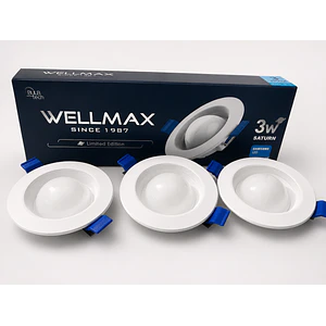 KIT 3 Downlight LED Embutidos 3W Saturno WELLMAX Luz Cálida 3000K – LIQUIDACIÓN