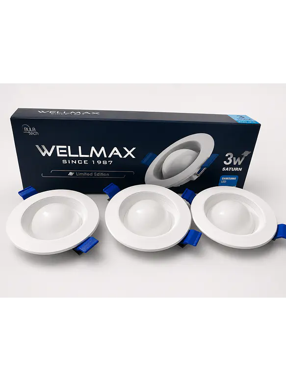 KIT 3 Downlight LED Embutidos 3W Saturno WELLMAX Luz Cálida 3000K – LIQUIDACIÓN 1