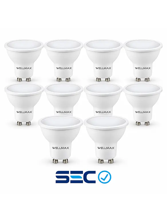 PACK 10 Ampolletas LED GU10 6W 470Lm Luz Fría 6500K SEC 1