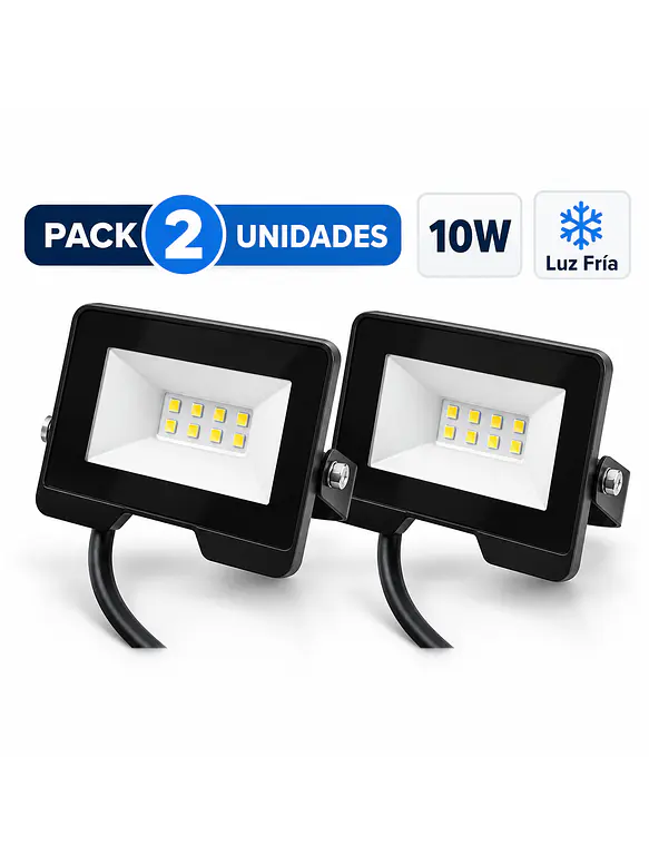 PACK 2 Proyectores LED Katro ROBLAN 10W 1000Lm Luz Fría 6500K IP65 IK08 1
