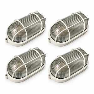 PACK 4 Tortugas Ovaladas Blancas E27 IP54 para Muro Exterior