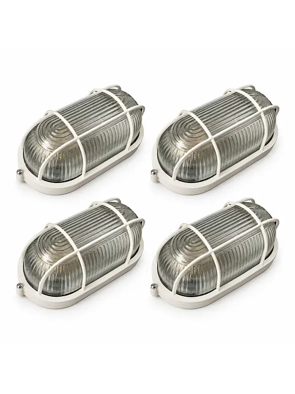 PACK 4 Tortugas Ovaladas Blancas E27 IP54 para Muro Exterior 1