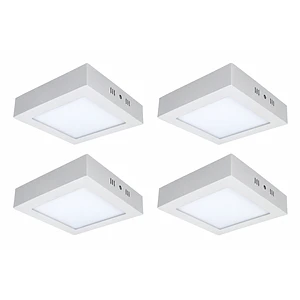 PACK 4 Plafones LED Cuadrados Sobrepuestos 18W 1080Lm Luz Cálida 3000K IP20