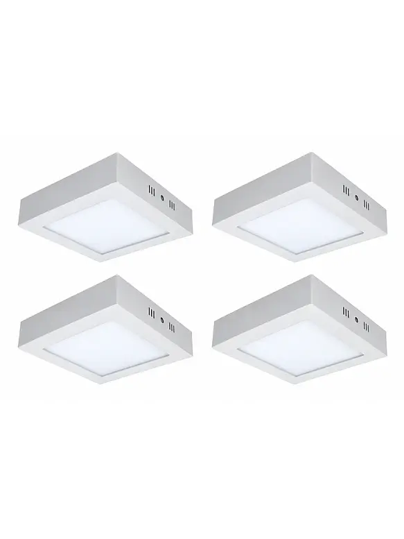 PACK 4 Plafones LED Cuadrados Sobrepuestos 18W 1080Lm Luz Cálida 3000K IP20 1