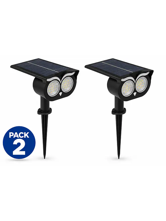 PACK 2 Estacas Solares LED Búho Luz Cálida 3000K IP65 1