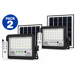 PACK 2 Proyectores Solares LED EcoLuz 50W 700Lm Luz Fría 6500K IP66