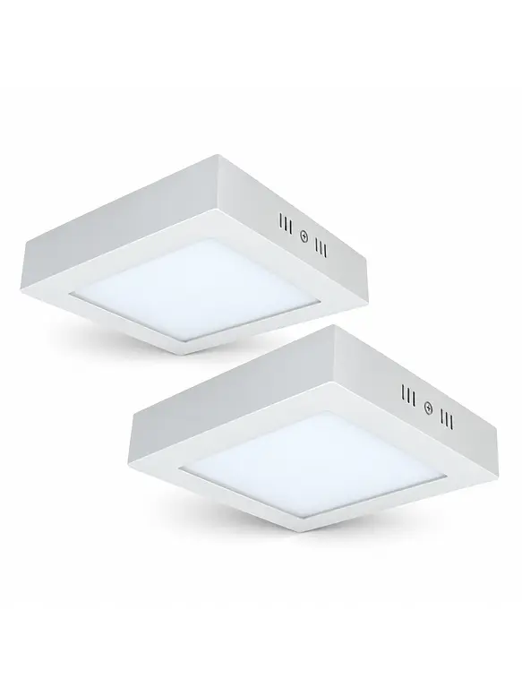 PACK 2 Plafones LED Sobrepuestos Cuadrados 24W 2400Lm Luz Cálida 3500K IP20 1