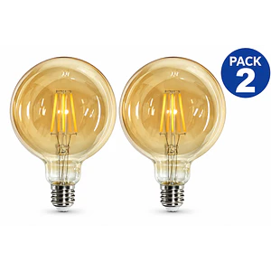 PACK 2 Ampolletas LED Vintage Filamento G125 8W 800Lm Luz Cálida Ámbar 2500K E27