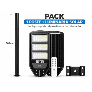 Pack Luminaria Solar S02 150W 1400Lm 6500K + Poste 3M
