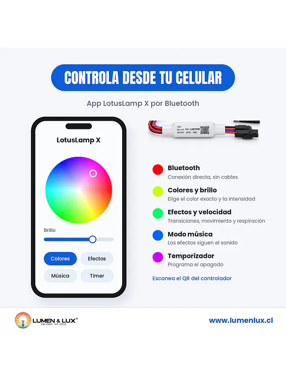 PACK Cinta LED RGB Digital 5050 5m 12V Bluetooth + Fuente 5