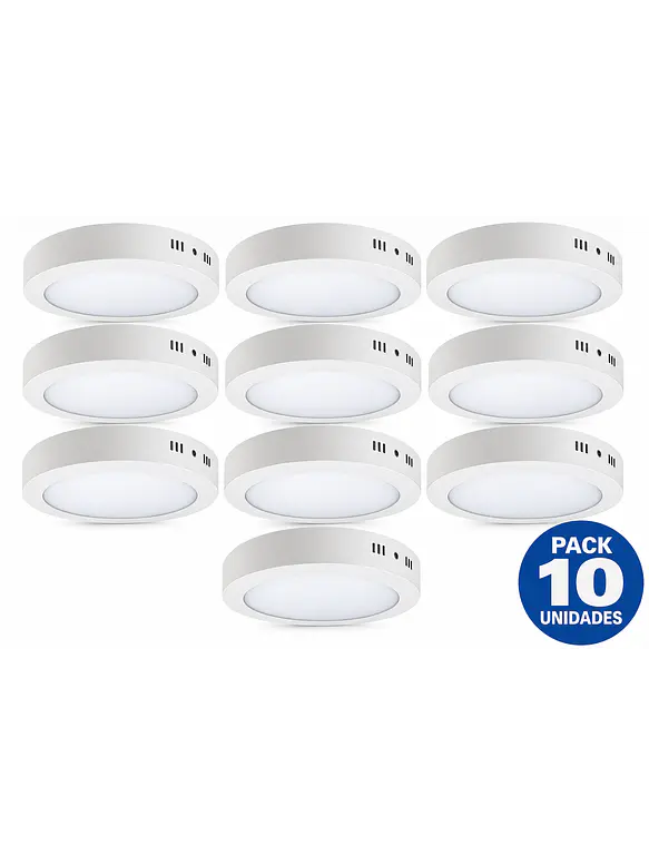 PACK 10 Plafones LED Sobrepuestos Redondos 12W 960Lm Luz Neutra 4000K IP20 1