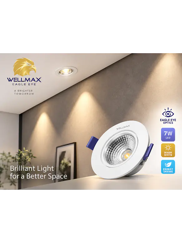 Pack 4 Downlight LED Wellmax Eagle Eye 7W 595Lm 3000K 6