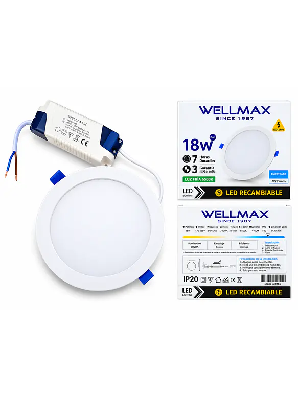 PACK 2 Paneles LED 18W Emergencia 1800Lm Luz Fría Embutidos 2