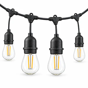 Guirnalda LED Exterior 15 Metros + 16 Ampolletas Filamento 2W Luz Cálida 3000K IP65