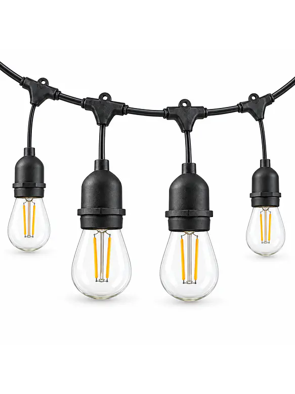 Guirnalda LED Exterior 15 Metros + 16 Ampolletas Filamento 2W Luz Cálida 3000K IP65 1