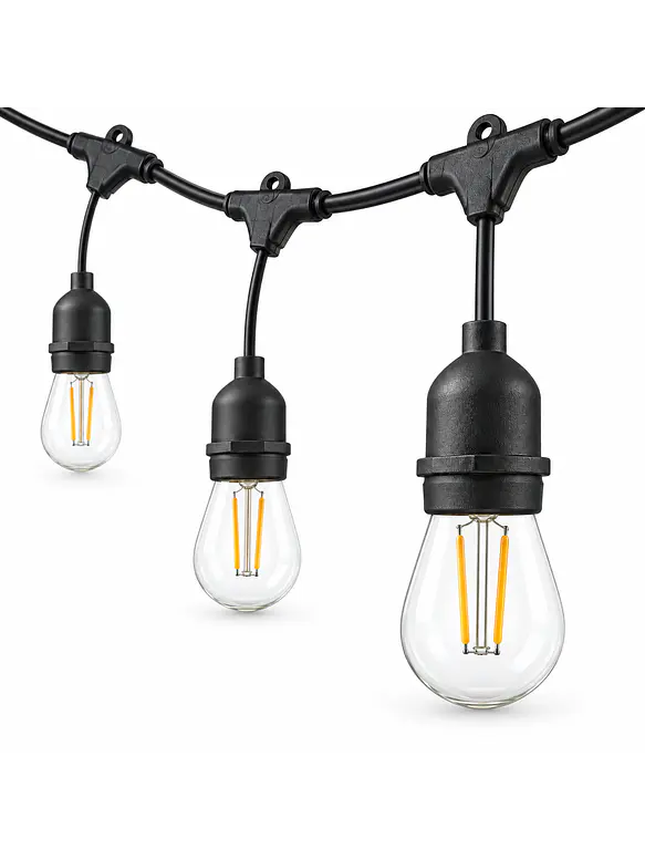 Guirnalda LED Exterior 15 Metros + 16 Ampolletas Filamento 2W Luz Cálida 3000K IP65 3