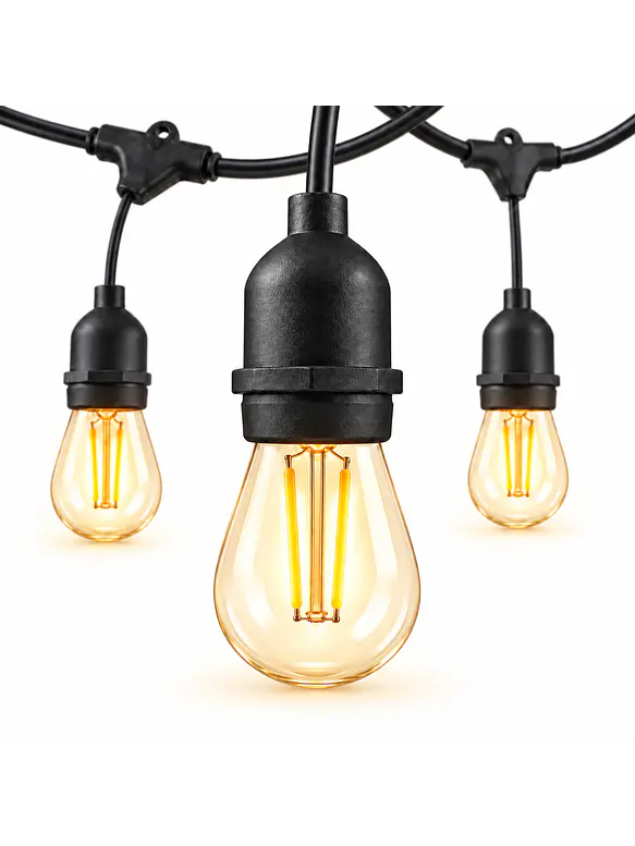 Guirnalda LED Exterior 15 Metros + 16 Ampolletas Filamento 2W Luz Cálida 3000K IP65 4