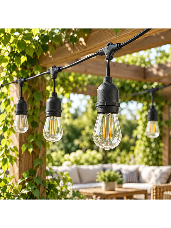 Guirnalda LED Exterior 15 Metros + 16 Ampolletas Filamento 2W Luz Cálida 3000K IP65 5