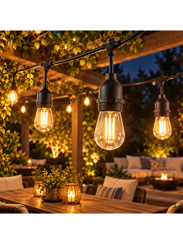 Guirnalda LED Exterior 15 Metros + 16 Ampolletas Filamento 2W Luz Cálida 3000K IP65 2