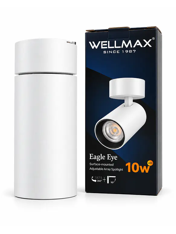 Foco LED Sobrepuesto Orientable WELLMAX Eagle Eye 10W 800Lm Luz Cálida 3000K Blanco IP20 SEC 1