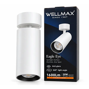 Foco LED Sobrepuesto Orientable WELLMAX Eagle Eye 20W 1600Lm Luz Cálida 3000K Blanco IP20 SEC