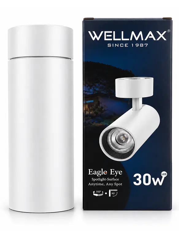 Foco LED Sobrepuesto Orientable WELLMAX Eagle Eye 30W 2400Lm Luz Neutra 4000K Blanco IP20 SEC  1