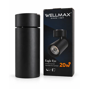 Foco LED Sobrepuesto Orientable WELLMAX Eagle Eye 20W 1600Lm Luz Neutra 4000K Negro IP20