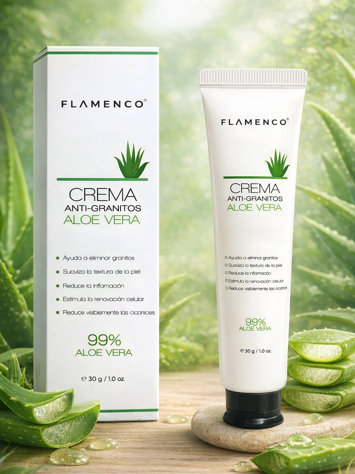 CREMA FACIAL ANTI-GRANITOS ALOE VERA 30G FLAMENCO 1